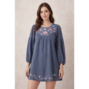 Savanna Jane Boho Floral Embroidered Cottagecore Dress Women's Small